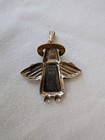 Vintage Mexico 925 Sterling Silver Angel Pendant Mixed Metal Brass Halo Wings 