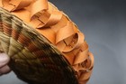      Rare Passamaquoddy Ash Sweetgrass Basket Maine Native American Orange Rim