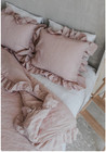 Ruffled Linen Duvet Cover Pink Grey Bedding Set Boho Queen Duvet Cover