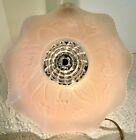 Vtg Single Hole Art Deco Mcm Frosted Pink Glass Ceiling Light Shade Wfluted Edge