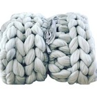 Chunky Yarn 100  Merino Wool Roving Grey Jumbo Wool Arm Knitting Bulky Diy