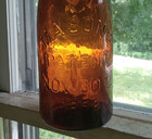 1880s Original Amber Mason s Patent Nov 30th 1858 Half Gallon Fruit Jar Crude