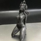 Chinese Bronze Woman Girl Statue Black Brass Figurines Body Art