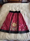 Antique 19c Hand Embroidered Red Silk Chinese Wedding Skirt