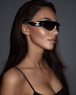 Chanel Polarized Black And White Rectangular Sunglasses  