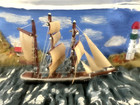 Ship In A Liquor Bottle Diorama Lighthouse Cottages Cliff