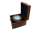 Antique Brass Gimbal Compass W  Rosewood Box 5 