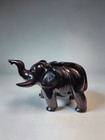     natural Obsidian Elephant Carved Quartz Crystal Stone  6l  3 5w