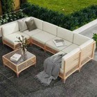7-piece Outdoor Patio Furniture Set  Sectional Sofa With Glass Table   Cushions