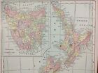 Vintage 1901 New Zealand Map 11 x14    Old Antique Original Wellington Newtown