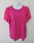 Michael Kors Women s Deep Fuchsia Sheer Sleeve Blouse Short Sleeve Size L Nwt