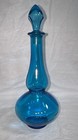 Vintage 1960 Belgian Blue Glass Genie Bottle With Stopper 11   
