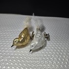 Set Of 2 Clip-on Vtg Mercury Glass Festive Birds 1970s Lovely Tail Feathers 3 