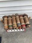 Vintage Wood Wooden Croquet Set 6-player With Rolling Cart Complete Set 