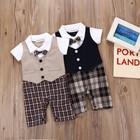 Baby Boy Romper Newborn Gentleman Tuxedo Wedding Outfit Infant Bowtie Party Suit