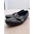 Stuart Weitzman Brown Croc-embossed Leather Loafers With Buckle