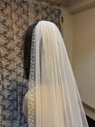 Bridal Pearl Glitter Veil Pearls Edge Cathedral Veil