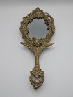 Vtg Ormalu Footed Ornate Brass bronze Vanity Hand Mirror