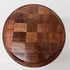 Vtg Mid-century Modern Round Woven Wood Parquet Serving Tray Barware Retro 10   