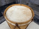 Vintage Wooden Drum Double Sided Leather Straps Animal Hair  faux   Wool Music