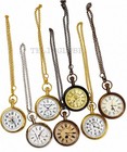 Vintage Pocket Watch Set 7pcs Antique Style Quartz Chain Necklace Steampunk Gift