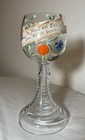 Large Vintage Enameled Blown Clear Glass German Chalice Goblet W  Wax Seal Wine