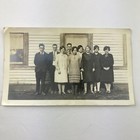 Vintage 1940s Black And White Photo Young Men Women Group Standing Friends