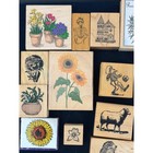 Vintage Wood Rubber Stamp Lot Psx Hero Arts Inkadinkado Nature Animals 31pc