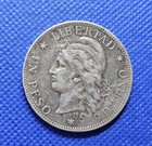 1882 Argentina 1 One Peso Silver Coin Un Peso