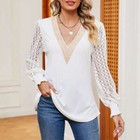 Womens V Neck Long Sleeve Sexy Shirt Ladies Ol Work Party Blouse Top Tunic Shirt