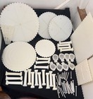 Lot Wilton Tier Cake Supplies  8 Circles  3 Squares  19 Pillars  30 Separators 
