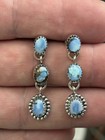 Sterling Silver Native American Sw Golden Hills Turquoise Drop Dangle Earrings