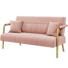 Modern Upholstered Loveseat Sofa Couch W  2 Pillows Comfortable Seating Indoor