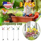 3   Fake Dragonfly Clips clip On Dragonfly For Outdoors Garden Decor 3d Dragonfly
