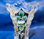 Czech Bohemia Crystal Glass - Cut Crystal Vase 10 Cm Decorated Gold And Enamel