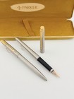 Vintage Parker 180 Pen Set Fountain Pen   Ballpoint X-m Nib Rare Steel