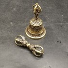 Old Tibetan Buddhist Brass Bell   Vajra Dorje Set  Mini Ritual Meditation Chime