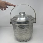 Vintage Hammered Aluminum Insulated Lidded Ice Bucket Made In Italy