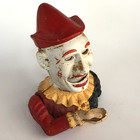 Vtg Cast Iron Mechanical Coin Bank Toy Circus Clown Humpty Dumpty Jester