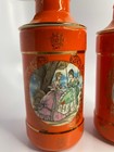 Enesco Japan Large Orange Porcelain Vanity Jars Victorian Art Vintage Lot Of 2