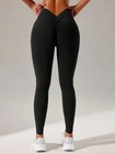 Women s V Back Gym Leggings Scrunch Butt Lifting Low V Cut Workout Yoga Pants