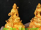 3 5  old Tibet Bronze Gilt Wenshu Pu Xian Kwan-yin Guan Yin Buddha Statue Pair