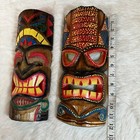 Lot Hand Carved Tiki Mask Wooden Wall Decor Tribal Bar Face Folk Sculpture Face