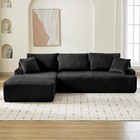 Left Facing Chaise 3-seat L-shape Boneless Sofa  Corduroy Cloud Couch  No Assemb