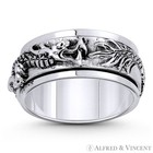 Chinese Dragon Shenlong Feng Shui Luck Charm  925 Sterling Silver Spinning Ring