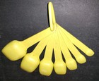 Vintage Yellow Tupperware Full Set Measuring Spoons  7  With Ring