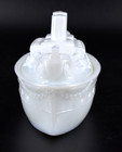 Vtg Milk Glass Flaccus Battleship Covered Dish Antique Americana Usa C1900