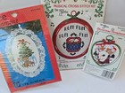 Lot Of 4 Vtg Cross Stitch Christmas Ornaments Decor Kits Burdett New