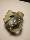 Beautiful Vintage Carved Oriental Jade Figure Leaf Design 