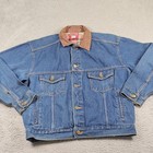 Vintage Marlboro Country Store Jacket Mens Medium Blue Denim Leather Collar 90s